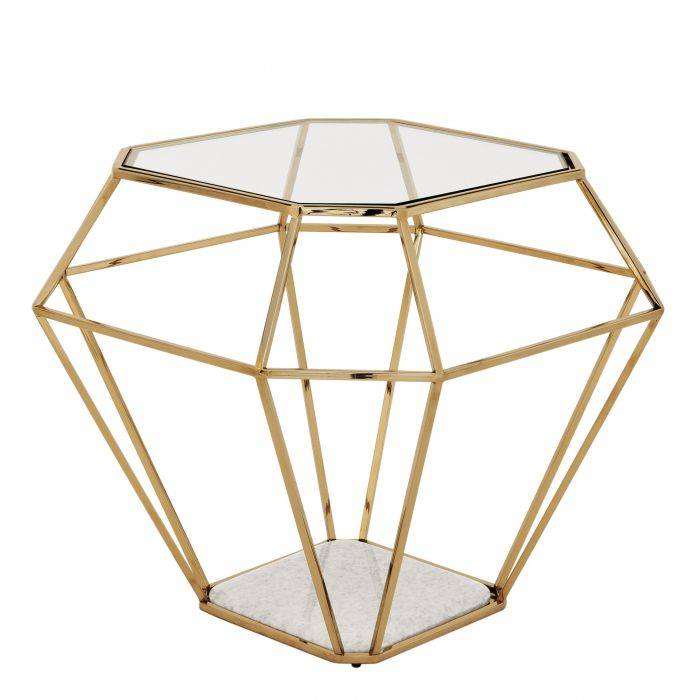 Eichholtz 109112 Side Table Asscher gold finish