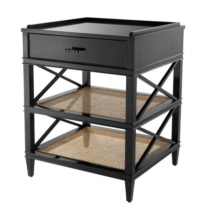 Eichholtz 111692 Side Table Bahamas black finish natural cane