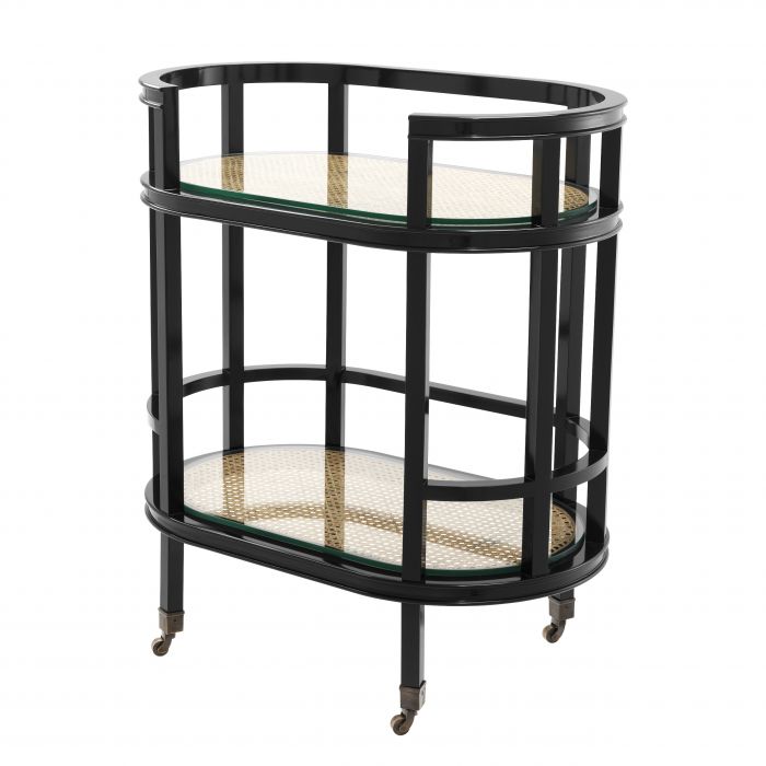 Eichholtz 111935 Trolley Bahamas black finish natural cane