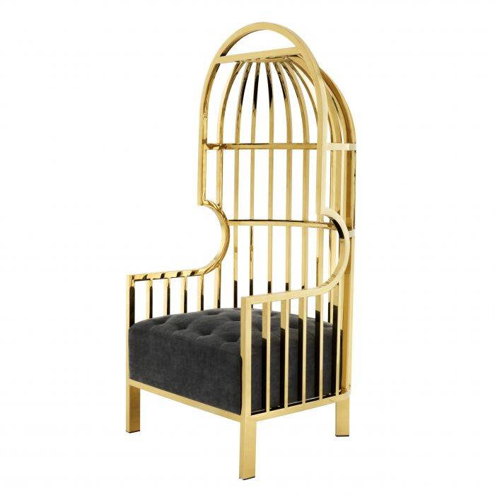 Eichholtz 110066 Chair Bora Bora gold finish black velvet