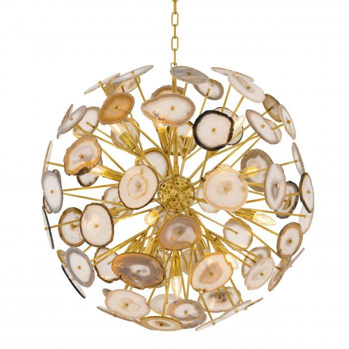 Eichholtz 110542 Chandelier Branquinho L gold finish agate pcs