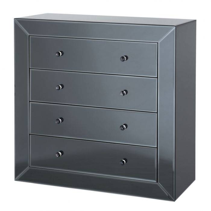 Eichholtz 107531 Chest Brera black mirror glass 4 drawer