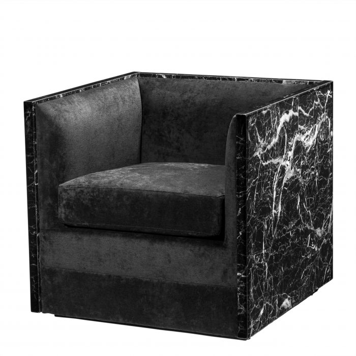 Eichholtz 110893 Chair Calabria black faux marble black velvet