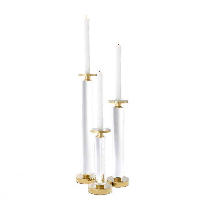 Eichholtz 112094 Candle Holder Chapman gold finish clear set of 3
