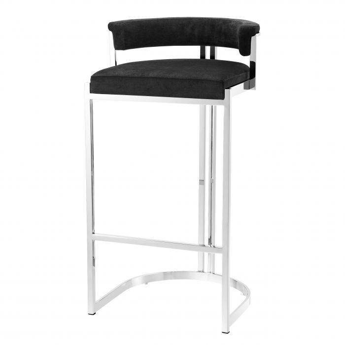 Eichholtz 111660 Bar Stool Dante polished ss black velvet