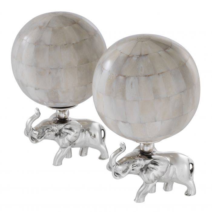 Eichholtz 110443 Object Elephanti natural bone set of 2 nickel fini