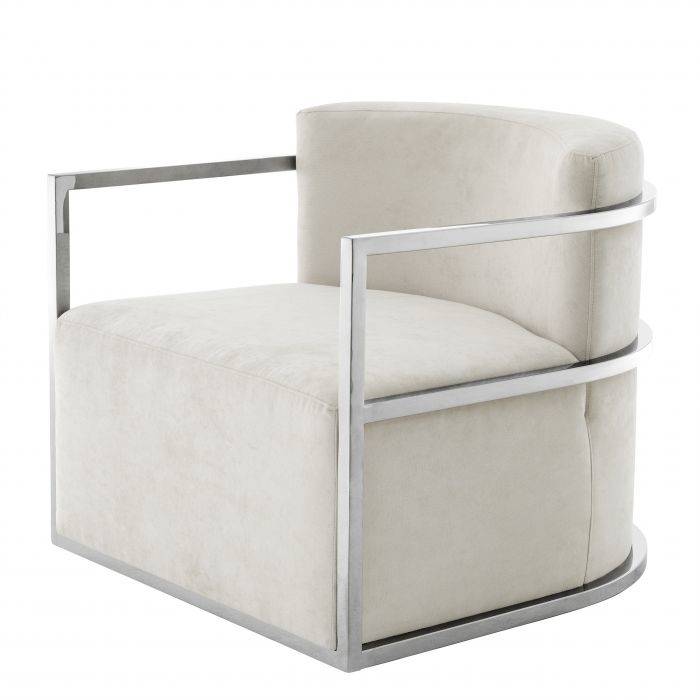 Eichholtz 111371 Chair Emilio polished ss ecru velvet