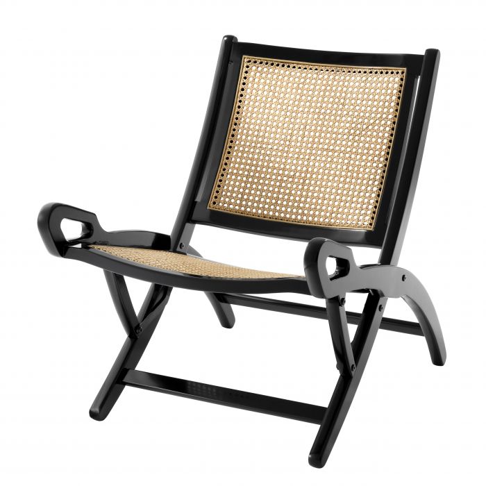 Eichholtz 112430 Folding Chair Dimono black finish natural cane 