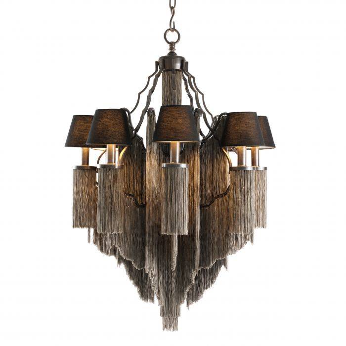 Eichholtz 109997 Chandelier Fringe L gunmetal finish