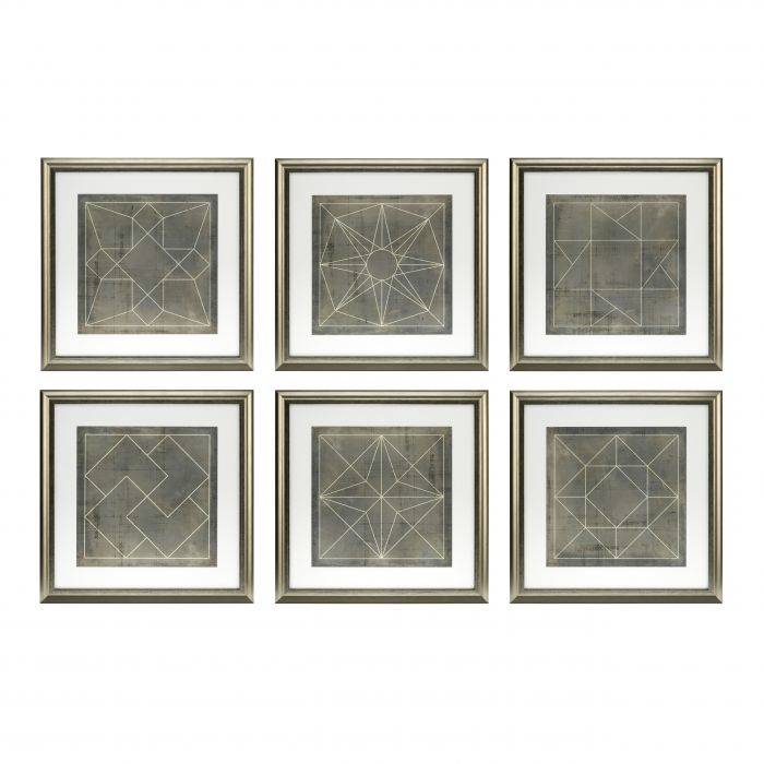 Eichholtz 110132 Prints EC232 Geometric Blueprints set of 6