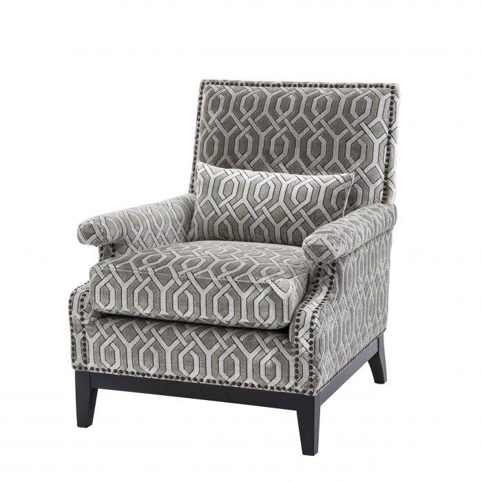 Eichholtz 110863 Chair Goldoni trellis grey velvet