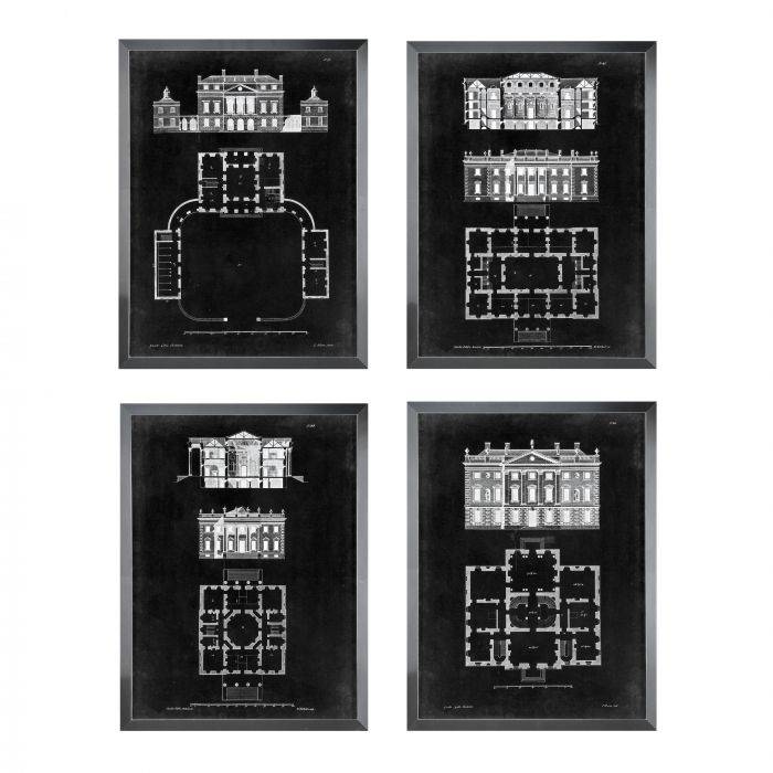Eichholtz 109447 Prints EC212 Graphic Building & Plan set of 4