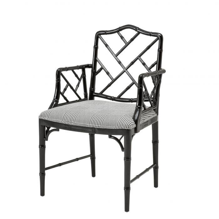 Eichholtz 109428 Dining Chair Infinity w/arm piano black dixon b&w