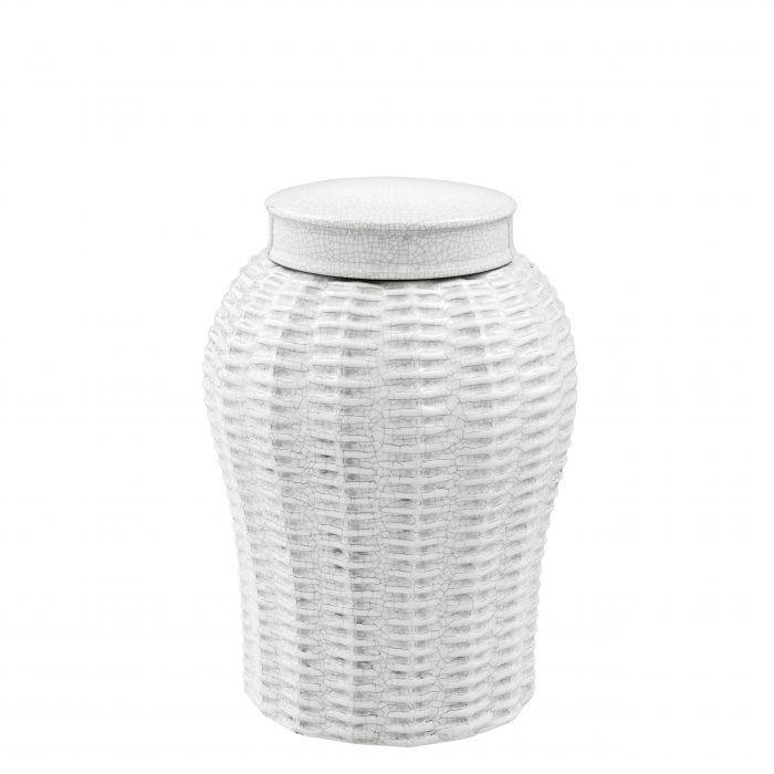 Eichholtz 110850 Jar Fort Meyers white ceramic rattan S