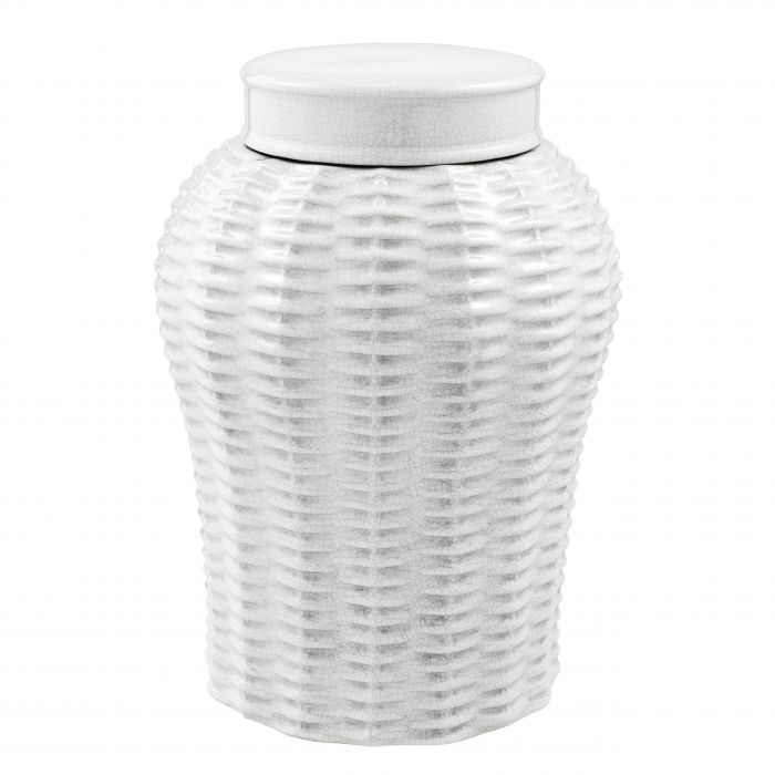 Eichholtz 110851 Jar Fort Meyers white ceramic rattan L