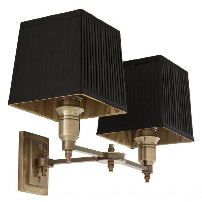 Eichholtz 108635 Wall Lamp Lexington Double ant brass incl black sh