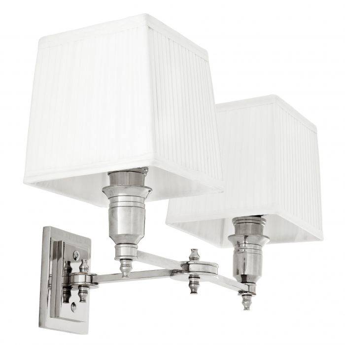 Eichholtz 108636 Wall Lamp Lexington Double nickel incl white shade
