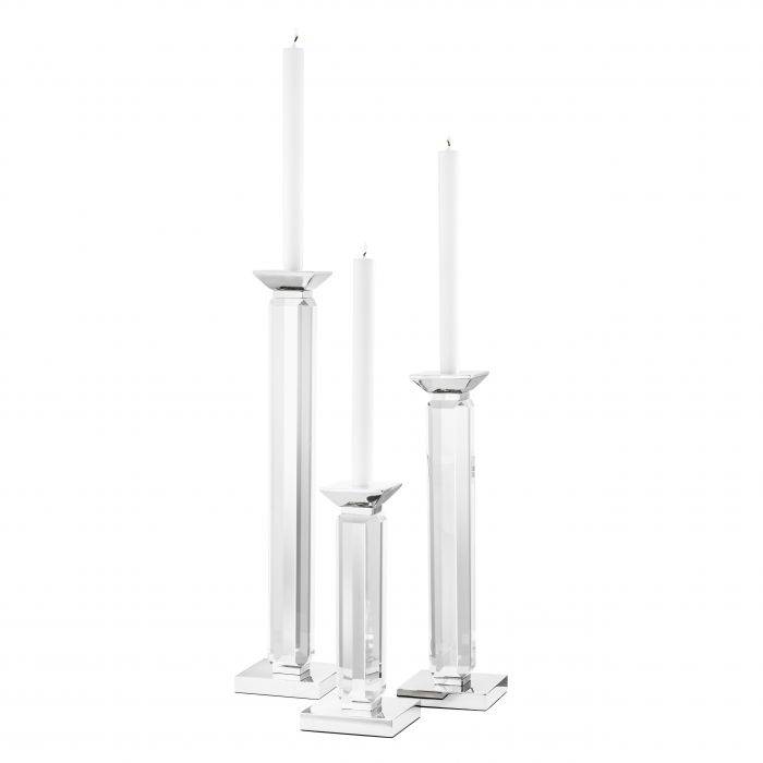 Eichholtz 110637 Candle Holder Livia nickel finish clear set of 3