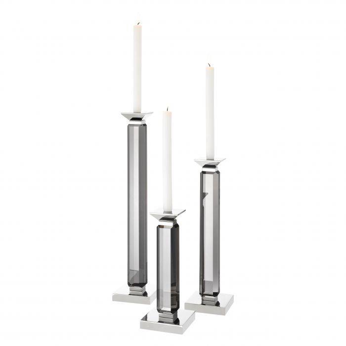 Eichholtz 112081 Candle Holder Livia nickel finish smoke set of 3