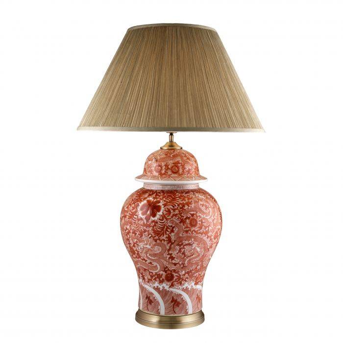 Eichholtz 109910 Table Lamp Palmarito red porcelain incl shade