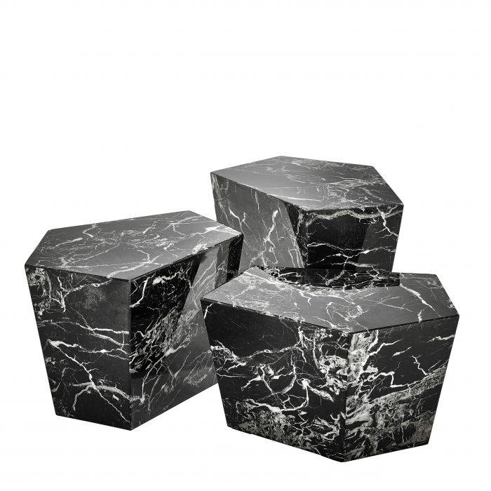 Eichholtz 110658 Coffee Table Prudential set of 3 black faux marble