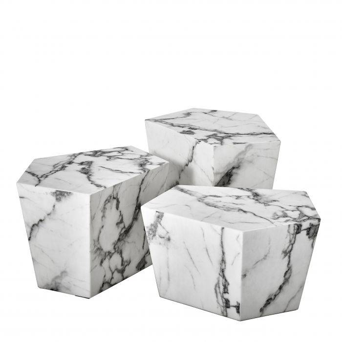 Eichholtz 110659 Coffee Table Prudential set of 3 white faux marble