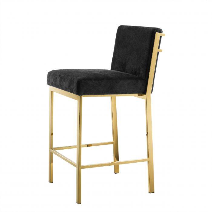 Eichholtz 111418 Counter Stool Scott gold finish black velvet