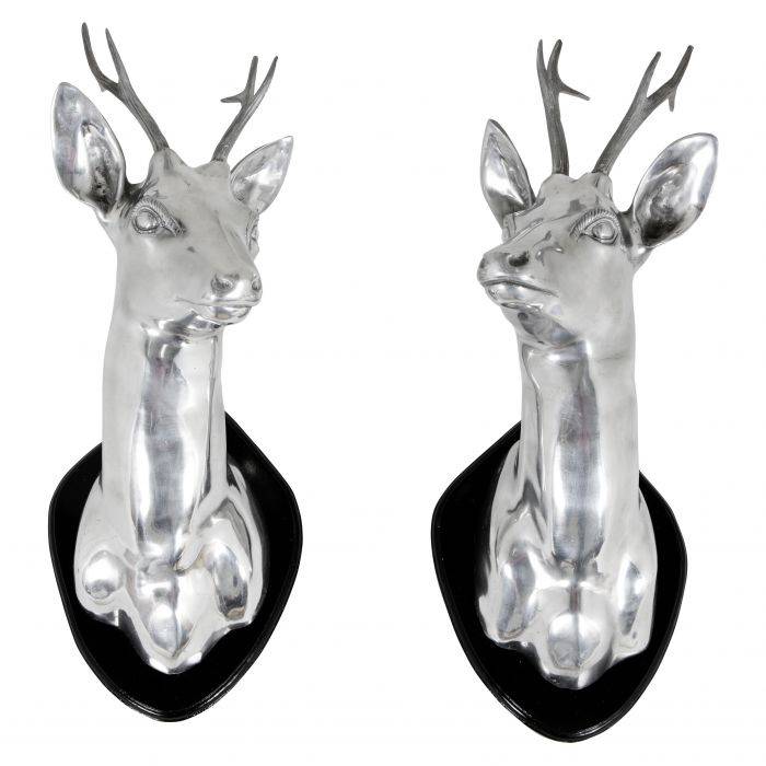 Eichholtz 105179 Stag Head set of 2 polished aluminium