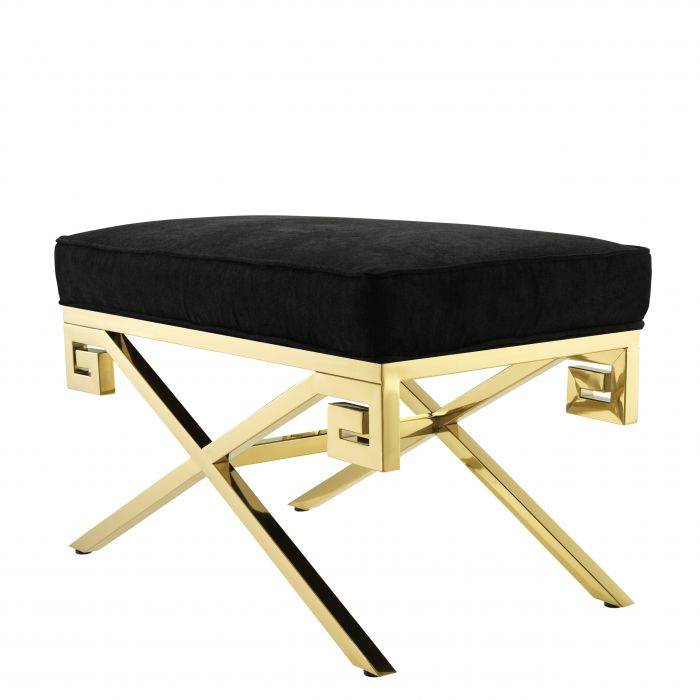 Eichholtz 109804 Stool Okura gold finish black velvet