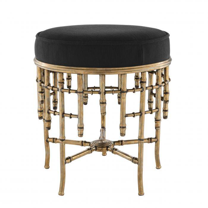 Eichholtz 111252 Stool Alessia S vintage brass finish albin black