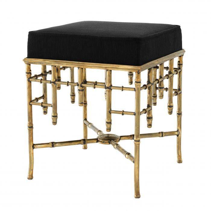 Eichholtz 111254 Stool Cecilia vintage brass finish albin black
