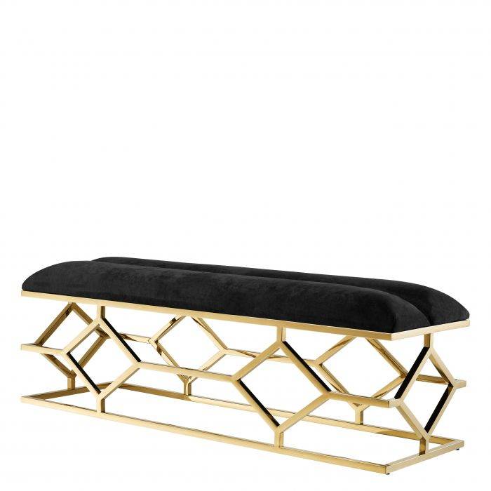 Eichholtz 111322 Bench Trellis gold finish black velvet