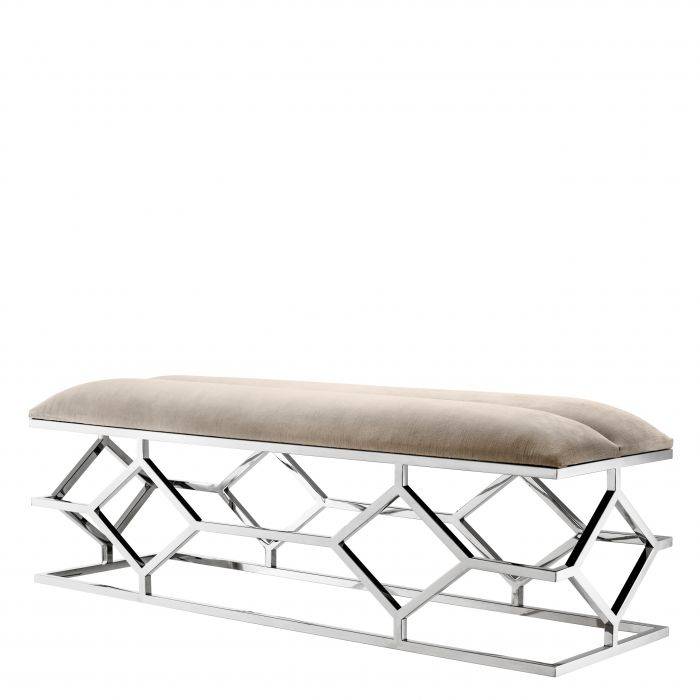 Eichholtz 112309 Bench Trellis polished ss pebble grey