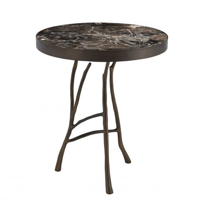 Eichholtz 110618 Side Table Veritas bronze finish brown marble