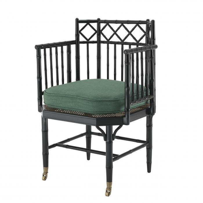 Eichholtz 111184 Chair Xavier piano black finish incl seat cushion